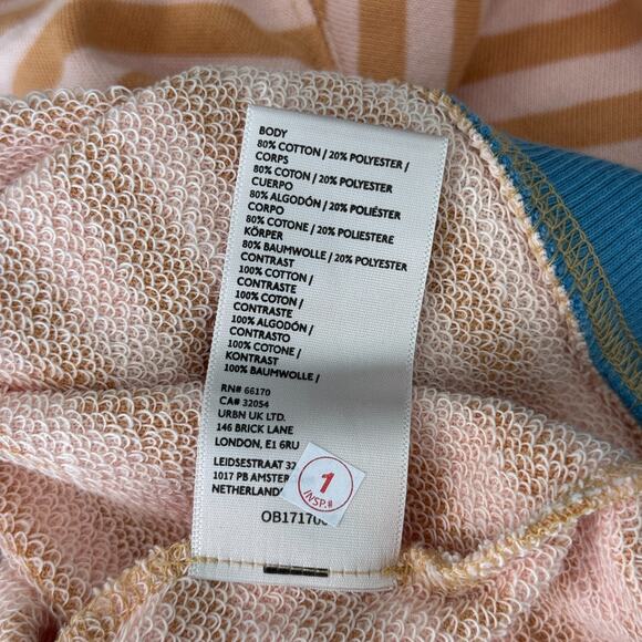 Free People Sweatshirt Womens XL Classic Striped Oversized Crewneck Latte NEW - Picture 7 of 10